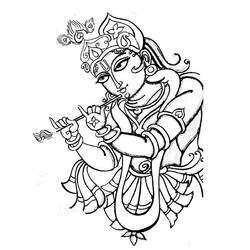 Dibujo de Krishna tocando la flauta para colorear