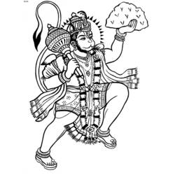 Dibujo de Hanuman cargando la montaña para colorear