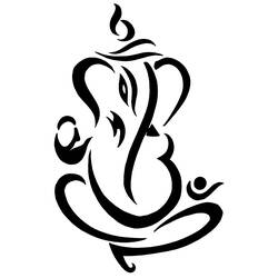 Dibujo de Ganesha en estilo tribal estilizado para colorear