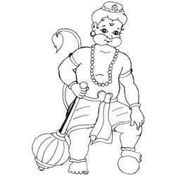 Dibujo de Bal Hanuman sentado con su maza para colorear