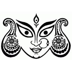 Dibujo de Diosa Durga con rostro adornado para colorear