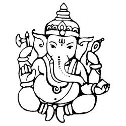 Dibujo de Ganesha sentado con cuatro brazos para colorear