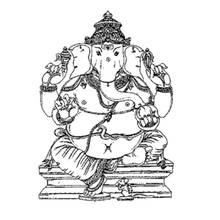 Dibujo de Ganesh sentado con cuatro brazos para colorear
