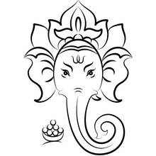 Dibujo de Ganesh con corona de loto para colorear