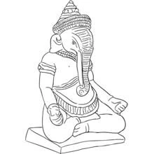 Dibujo de Ganesh sentado en meditación para colorear