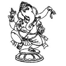 Dibujo de Ganesh bailando sobre un pedestal para colorear