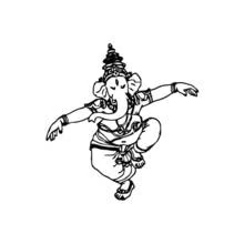 Dibujo de Ganesh bailando con los brazos levantados para colorear