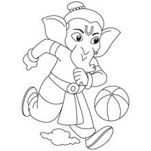 Dibujo de Ganesh jugando con una pelota para colorear