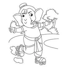Dibujo de Ganesh patinando al aire libre para colorear