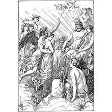 Dibujo de Asamblea de dioses y diosas romanos sobre las nubes para colorear Dibujo de Asamblea de dioses y diosas romanos sobre las nubes para colorear