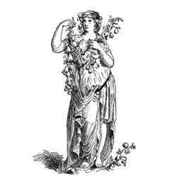 Dibujo de Pomona sosteniendo una guirnalda de frutas para colorear Dibujo de Pomona sosteniendo una guirnalda de frutas para colorear