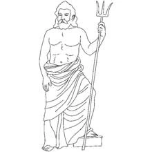 Dibujo de Neptuno sosteniendo su tridente para colorear Dibujo de Neptuno sosteniendo su tridente para colorear