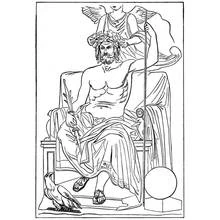 Dibujo de Júpiter entronizado con el águila y la Victoria para colorear Dibujo de Júpiter entronizado con el águila y la Victoria para colorear