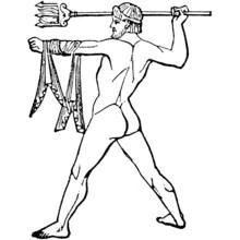 Dibujo de Neptuno llevando su tridente al hombro para colorear Dibujo de Neptuno llevando su tridente al hombro para colorear