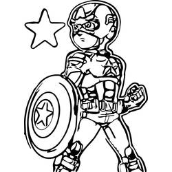 Dibujo de Capitán América sosteniendo su escudo con estrella para colorear