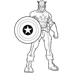 Dibujo de Capitán América de frente con guantes y botas para colorear