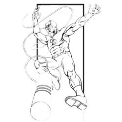 Dibujo de Daredevil con bastón girando y botas para colorear