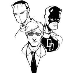 Dibujo de Daredevil en tres identidades para colorear