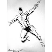 Dibujo de Daredevil saltando con su bastón para colorear
