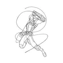 Dibujo de Daredevil en plena acción en el aire para colorear