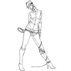 Dibujo de Gatúbela en una pose desafiante para colorear