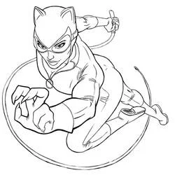 Dibujo de Gatúbela en pose de acción para colorear