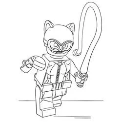 Dibujo de Gatúbela corriendo con su látigo estilo Lego para colorear