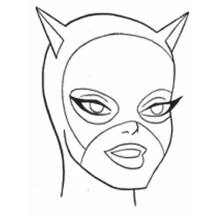 Dibujo de Gatúbela retrato con máscara felina para colorear