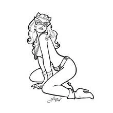 Dibujo de Gatúbela posando de rodillas para colorear
