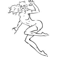 Dibujo de Gatúbela saltando en pose de acción para colorear