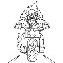 Dibujo de Ghost Rider frontal con cadenas sobre el pecho para colorear