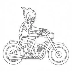 Dibujo de Ghost Rider montando una motocicleta para colorear