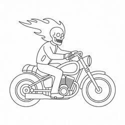 Dibujo de Ghost Rider en su motocicleta para colorear