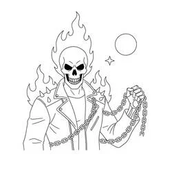 Dibujo de Ghost Rider en su pose de fuego para colorear
