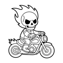 Dibujo de Ghost Rider con mandíbula cosida y armadura para colorear
