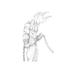 Dibujo de Ghost Rider sujetando su cadena para colorear