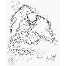 Dibujo de Ghost Rider balanceando sus cadenas en llamas para colorear