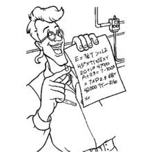 Dibujo de Egon Spengler sosteniendo una hoja de cálculos para colorear