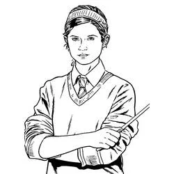 Dibujo de Ginny Weasley de busto con suéter y corbata para colorear