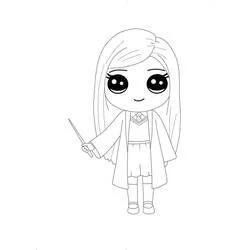Dibujo de Ginny Weasley con su varita mágica para colorear