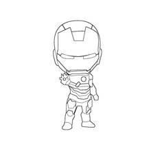 Dibujo de Hombre de Hierro chibi de pie con mano alzada para colorear