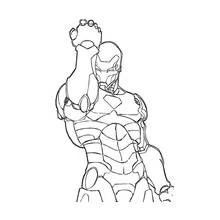 Dibujo de Hombre de Hierro levantando su puño blindado para colorear
