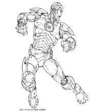Dibujo de Hombre de Hierro agachado con reactor brillante para colorear