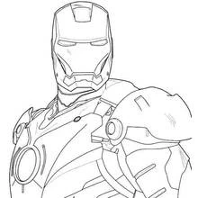 Dibujo de Hombre de Hierro en primer plano con casco blindado para colorear