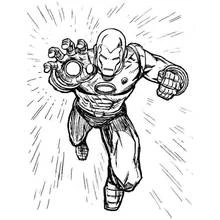 Dibujo de Hombre de Hierro disparando un rayo repulsor para colorear
