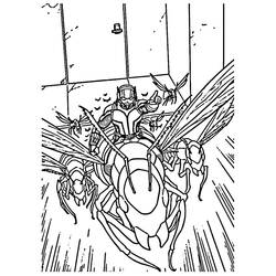 Dibujo de Hombre Hormiga montando una hormiga gigante con insectos para colorear