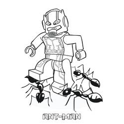 Dibujo de Hombre Hormiga Lego corriendo junto a hormigas para colorear