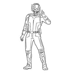 Dibujo de Hombre Hormiga haciendo un gesto de pulgar arriba para colorear