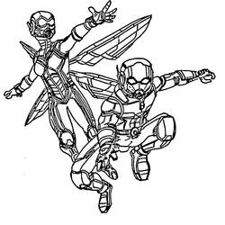 Dibujo de Hombre Hormiga y la Avispa volando en acción para colorear