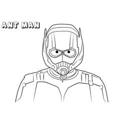 Dibujo de Hombre Hormiga visto de cerca con su casco para colorear